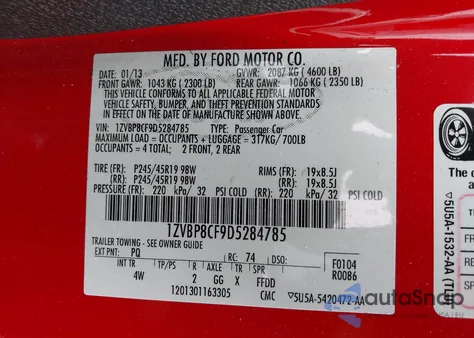 2013 Ford Mustang Gt Premium from USA, damaged, VIN 1ZVBP8CF9D5284785